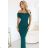 644-1 Sensual midi dress with a bow at the neckline - bottle green