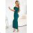 644-1 Sensual midi dress with a bow at the neckline - bottle green