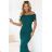 644-1 Sensual midi dress with a bow at the neckline - bottle green