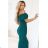 644-1 Sensual midi dress with a bow at the neckline - bottle green