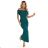 644-1 Sensual midi dress with a bow at the neckline - bottle green