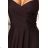 646-1 Long strappy evening dress with a slit on the leg - chocolate brown