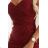 647-1 Fitted long maxi dress with a wrap neckline and slit - burgundy