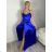 Long satin strapless evening dress for women (XS/S/M ONE SIZE) ITALIAN FASHION IMC25119