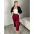 Women's Long Pants With Belt (S/M ONE SIZE) ITALIAN FASHION IMPDY24MDUE24047 S / M / L wine