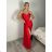 Elegant formal dress with straps for women (S / M ONE SIZE) ITALIAN FASHION IM321576 S / M red
