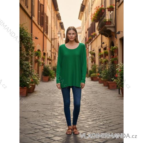 Women's Oversized Knitted Long Sleeve Sweater (S/M ONE SIZE) ITALIAN FASHION IMSN2416125