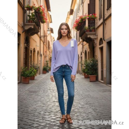 Women's Oversized Knitted Long Sleeve Sweater (S/M ONE SIZE) ITALIAN FASHION IMSN2416125