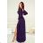 Women's Long Elegant Dress with Wide Straps (SL) FRENCH FASHION FMPEL23VELVET dark blue 50