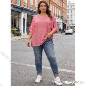 Summer dress oval short sleeve women's oversized (50/52/54 ONE SIZE) ITALIAN FASHION IM425011