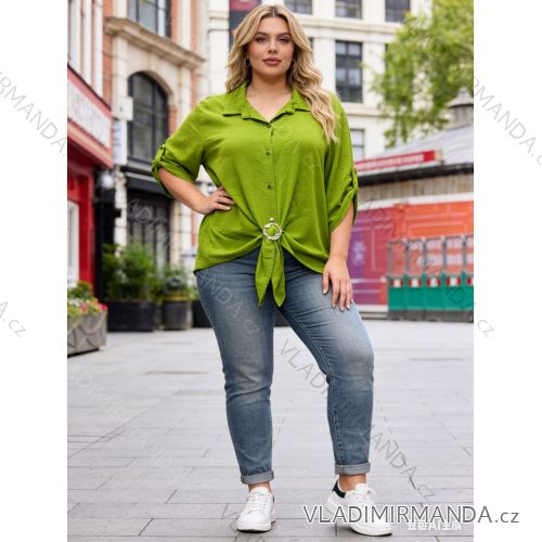 Summer dress oval short sleeve women's oversized (50/52/54 ONE SIZE) ITALIAN FASHION IM425011