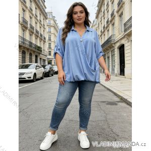 Summer dress oval short sleeve women's oversized (50/52/54 ONE SIZE) ITALIAN FASHION IM425011