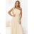 656-2 Long, sparkling, one-shoulder evening dress - champagne beige