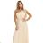 656-2 Long, sparkling, one-shoulder evening dress - champagne beige