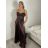 Long satin strapless evening dress for women (XS/S/M ONE SIZE) ITALIAN FASHION IMC25119