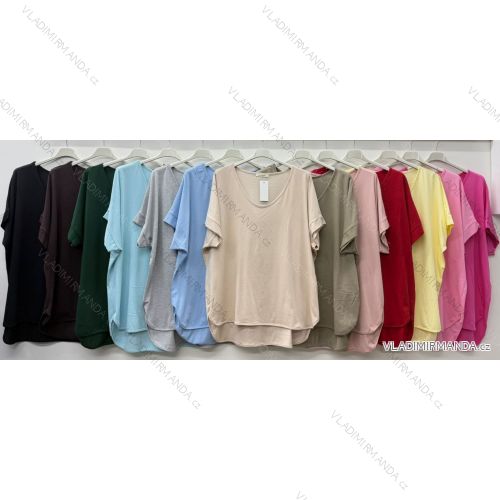 Summer dress oval short sleeve women's oversized (50/52/54 ONE SIZE) ITALIAN FASHION IM425011