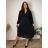Lamb Coat Long Sleeve Women's Plus Size (3XL/4XL ONE SIZE) ITALIAN FASHION IMD22748  black