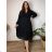 Lamb Coat Long Sleeve Women's Plus Size (3XL/4XL ONE SIZE) ITALIAN FASHION IMD22748  black