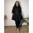 Women's Oversized Knitted Long Sleeve Sweater (S/M ONE SIZE) ITALIAN FASHION IMSN2416125  black