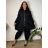 Women's Oversized Knitted Long Sleeve Sweater (S/M ONE SIZE) ITALIAN FASHION IMSN2416125  black
