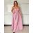 Women's Long Chiffon Short Sleeve Dress (S/M ONE SIZE) ITALIAN FASHION IMWGS231048