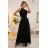 662-2 Elegant Evening Maxi Halter Dress with Tulle and Waist Tie - Black