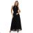 662-2 Elegant Evening Maxi Halter Dress with Tulle and Waist Tie - Black