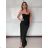 Women's Long Chiffon Short Sleeve Dress (S/M ONE SIZE) ITALIAN FASHION IMWGS231048 S / M black