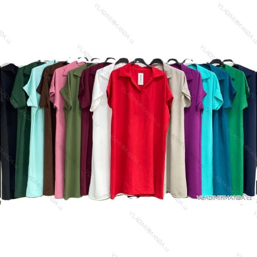 Women's Short Sleeve Summer Shirt Dress (L/XL ONE SIZE) ITALIAN FASHION IMC23172