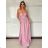 Women's Long Chiffon Short Sleeve Dress (S/M ONE SIZE) ITALIAN FASHION IMWGS231048 S / M black