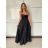 Women's Long Chiffon Short Sleeve Dress (S/M ONE SIZE) ITALIAN FASHION IMWGS231048 S / M black