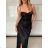Women's Long Chiffon Short Sleeve Dress (S/M ONE SIZE) ITALIAN FASHION IMWGS231048 S / M black