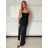 Women's Long Chiffon Short Sleeve Dress (S/M ONE SIZE) ITALIAN FASHION IMWGS231048 S / M black