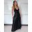 Women's Long Chiffon Short Sleeve Dress (S/M ONE SIZE) ITALIAN FASHION IMWGS231048 S / M black