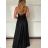 Women's Long Chiffon Short Sleeve Dress (S/M ONE SIZE) ITALIAN FASHION IMWGS231048 S / M black
