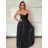 Women's Long Chiffon Short Sleeve Dress (S/M ONE SIZE) ITALIAN FASHION IMWGS231048 S / M black