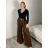 Elegant trousers with belt for women, oversized (44/46/48 ONE SIZE) ITALIAN FASHION IM425557