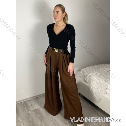 Elegant trousers with belt for women, oversized (44/46/48 ONE SIZE) ITALIAN FASHION IM425557
