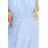 662-1 Elegant Evening Maxi Halter Dress with Tulle and Waist Tie - Light Blue
