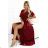 581-2 JENNIFER long dress with leg slit, sleeve and neckline - burgundy color 2XL wine