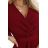 581-2 JENNIFER long dress with leg slit, sleeve and neckline - burgundy color 2XL wine