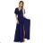 581-5 JENNIFER shiny long dress with sleeves and neckline - navy blue with glitter L dark blue