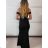 Women's Long Chiffon Short Sleeve Dress (S/M ONE SIZE) ITALIAN FASHION IMWGS231048 S / M / L black