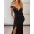 Women's Long Chiffon Short Sleeve Dress (S/M ONE SIZE) ITALIAN FASHION IMWGS231048 S / M / L black