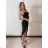 Women's Long Chiffon Short Sleeve Dress (S/M ONE SIZE) ITALIAN FASHION IMWGS231048 S / M black