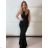 Women's Long Chiffon Short Sleeve Dress (S/M ONE SIZE) ITALIAN FASHION IMWGS231048 S / M black