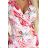 379-6 BOYKA Fitted Midi Dress with Wrap Neckline - White with Pink Flowers