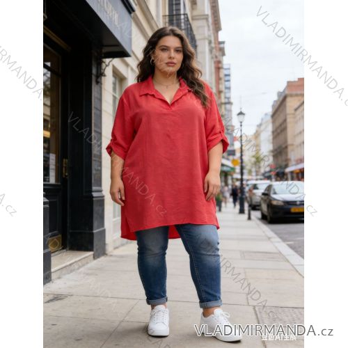 Summer dress oval short sleeve women's oversized (50/52/54 ONE SIZE) ITALIAN FASHION IM425011