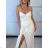 Women's Long Chiffon Short Sleeve Dress (S/M ONE SIZE) ITALIAN FASHION IMWGS231048 S / M white