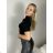 Women's long sleeve furry sweater (S/M/L ONE SIZE) ITALIAN FASHION IMWCH25116 S / M / L black